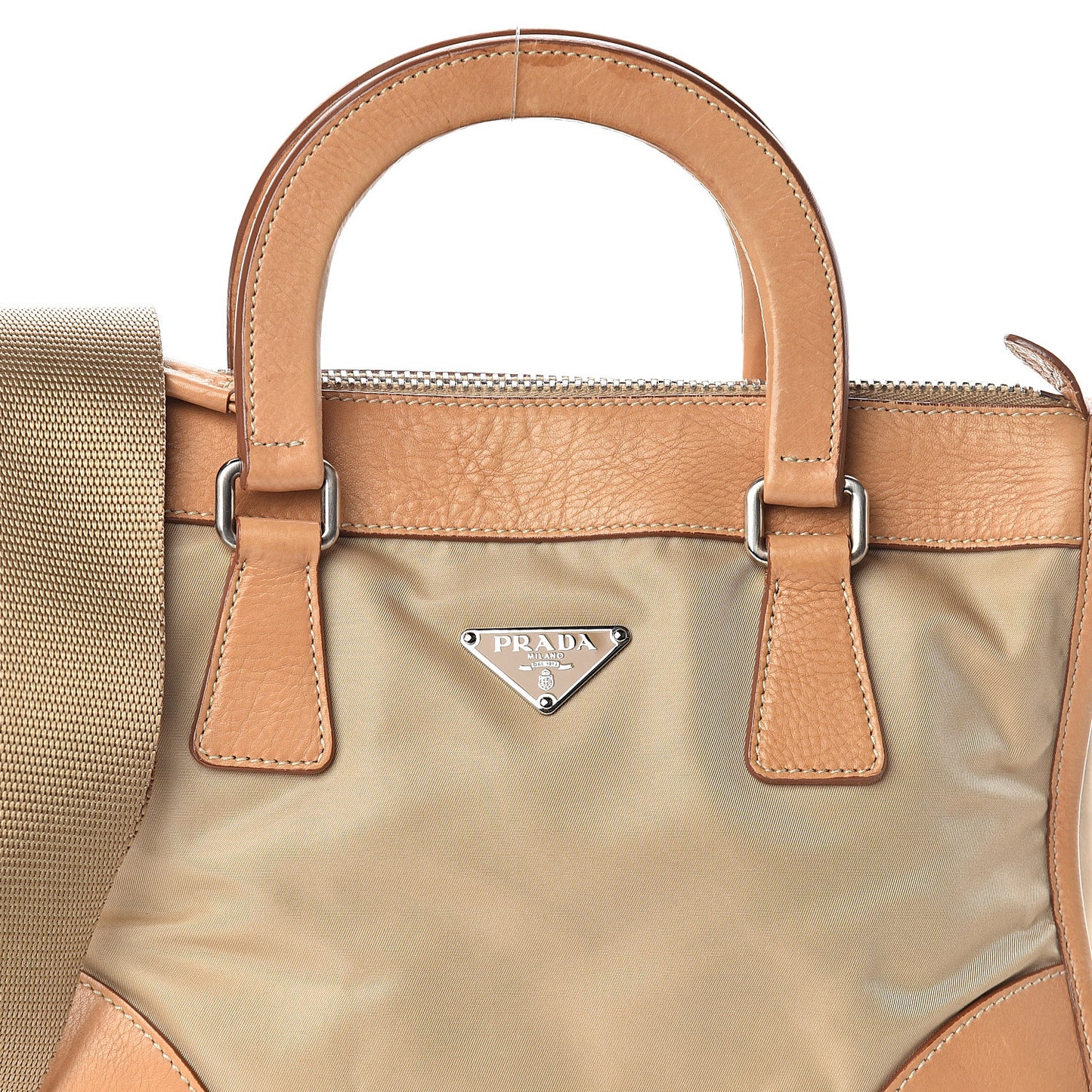 Tessuto Vitello Top Handle Bag Cammello Cuo