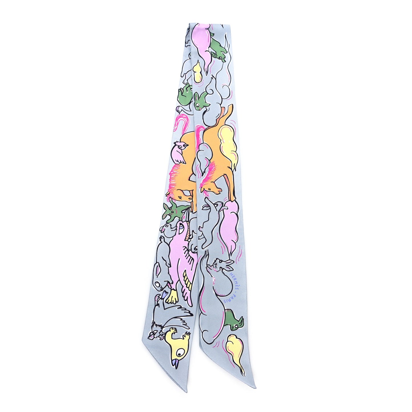 Silk Mille Et Un Lapins Twilly Gris Perle Rose Jaune
