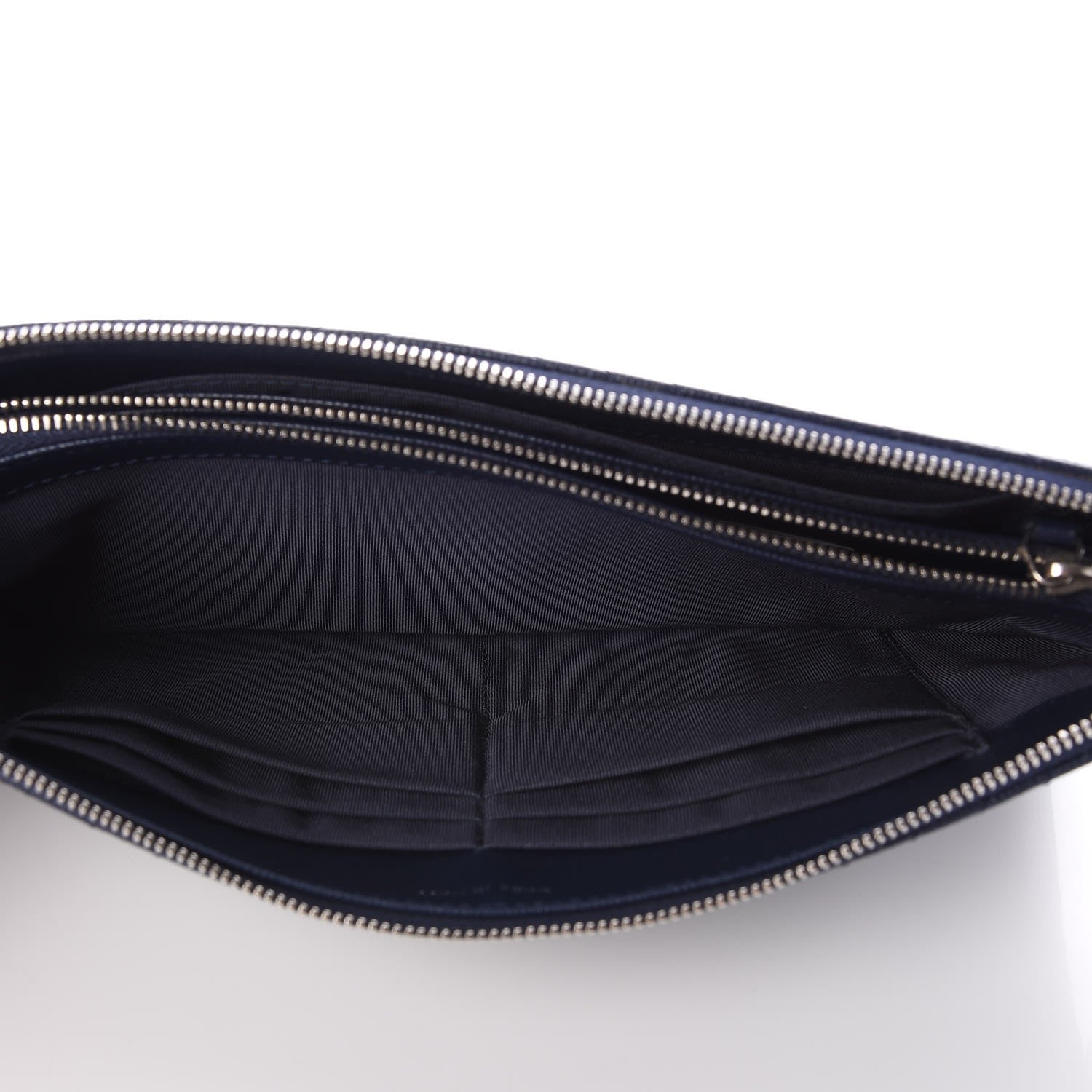 Chanel Caviar Chevron Quilted Large Zipped Clutch Navy 6 of 9