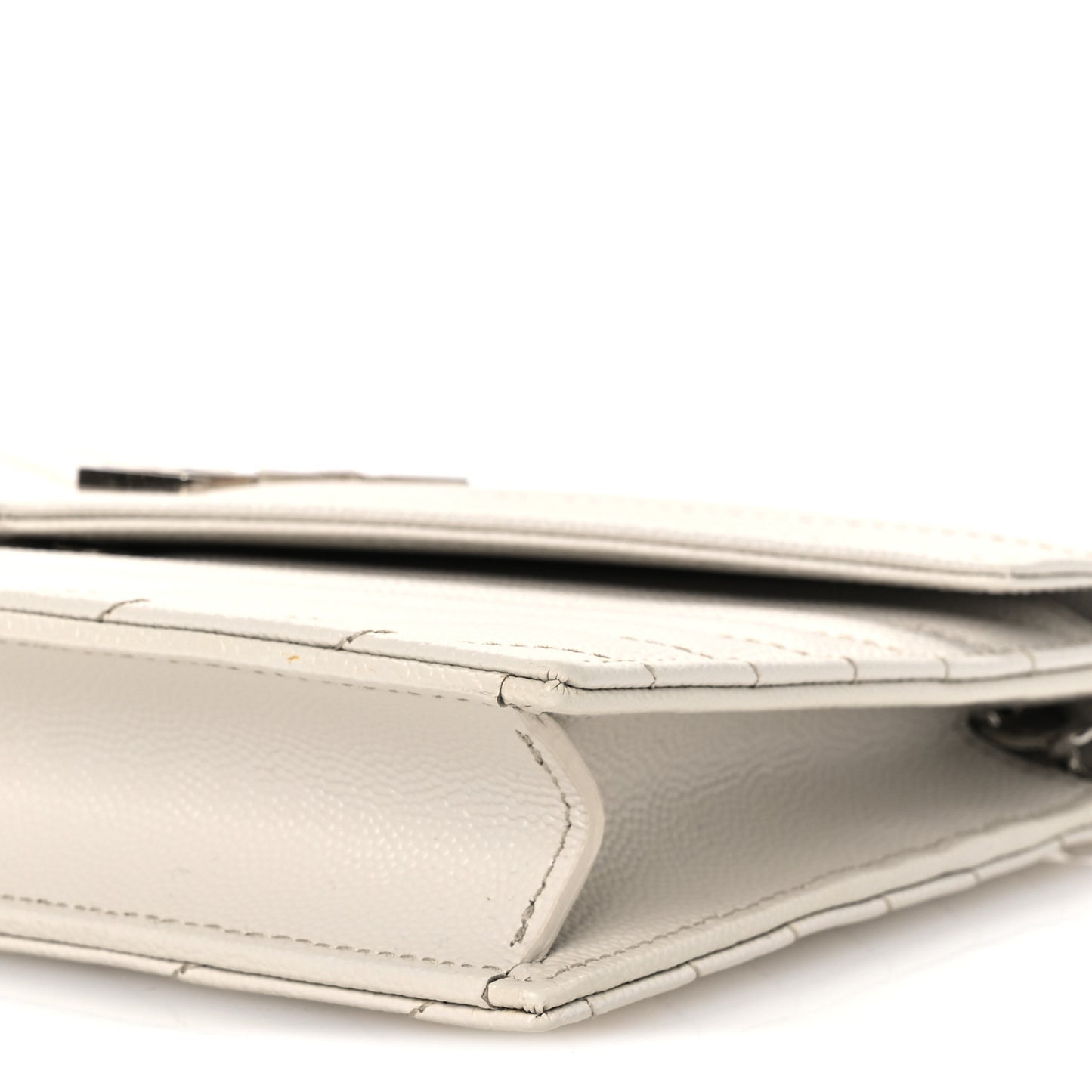 Grain De Poudre Matelasse Chevron Monogram Envelope Chain Wallet Optical White