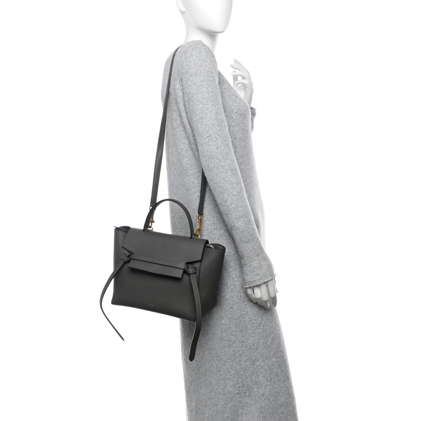 Grained Calfskin Micro Belt Bag Grey