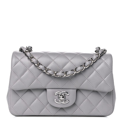 Chanel Lambskin Quilted Mini Rectangular Flap Grey 1 of 17