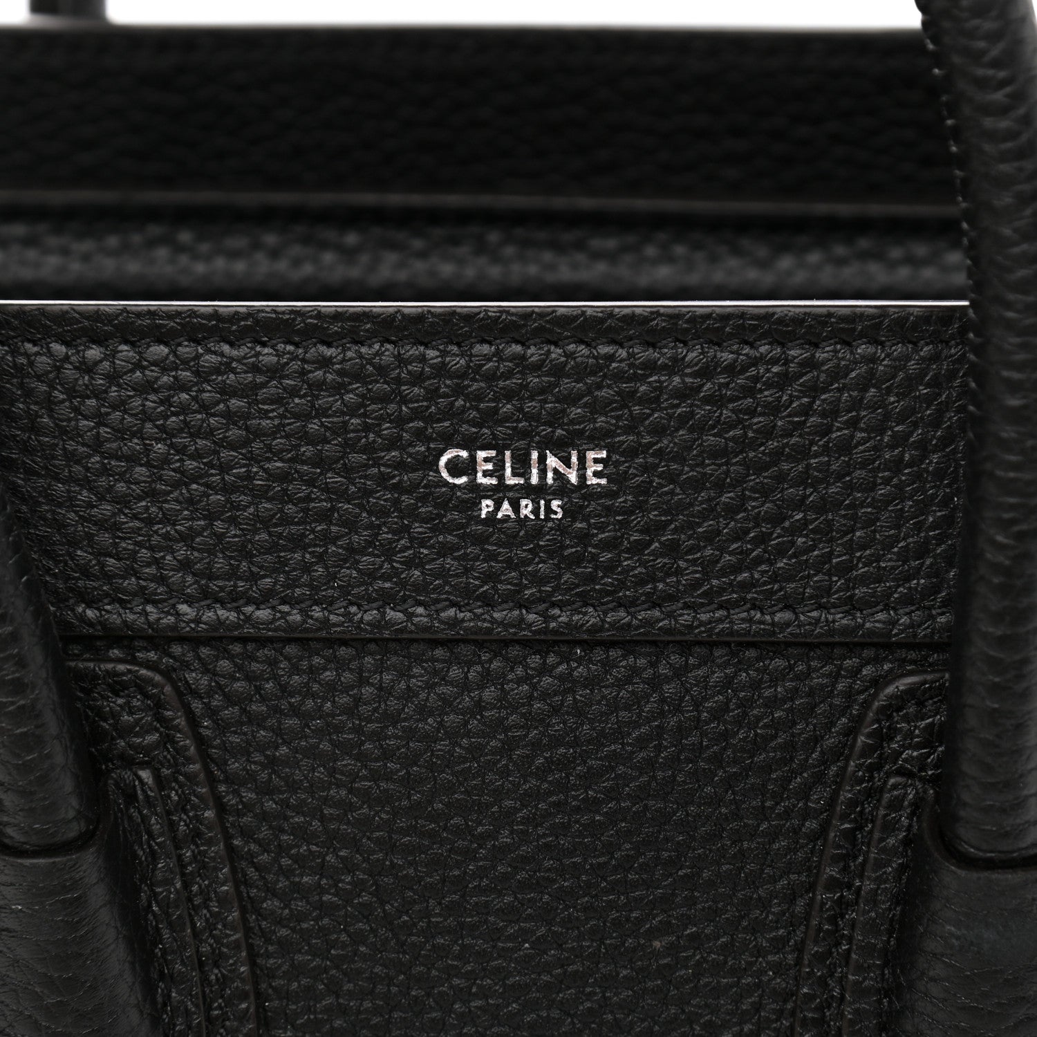 Celine Drummed Calfskin Nano Luggage Black 6 of 10