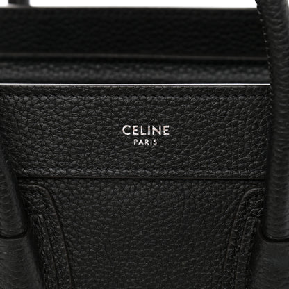Celine Drummed Calfskin Nano Luggage Black 6 of 10