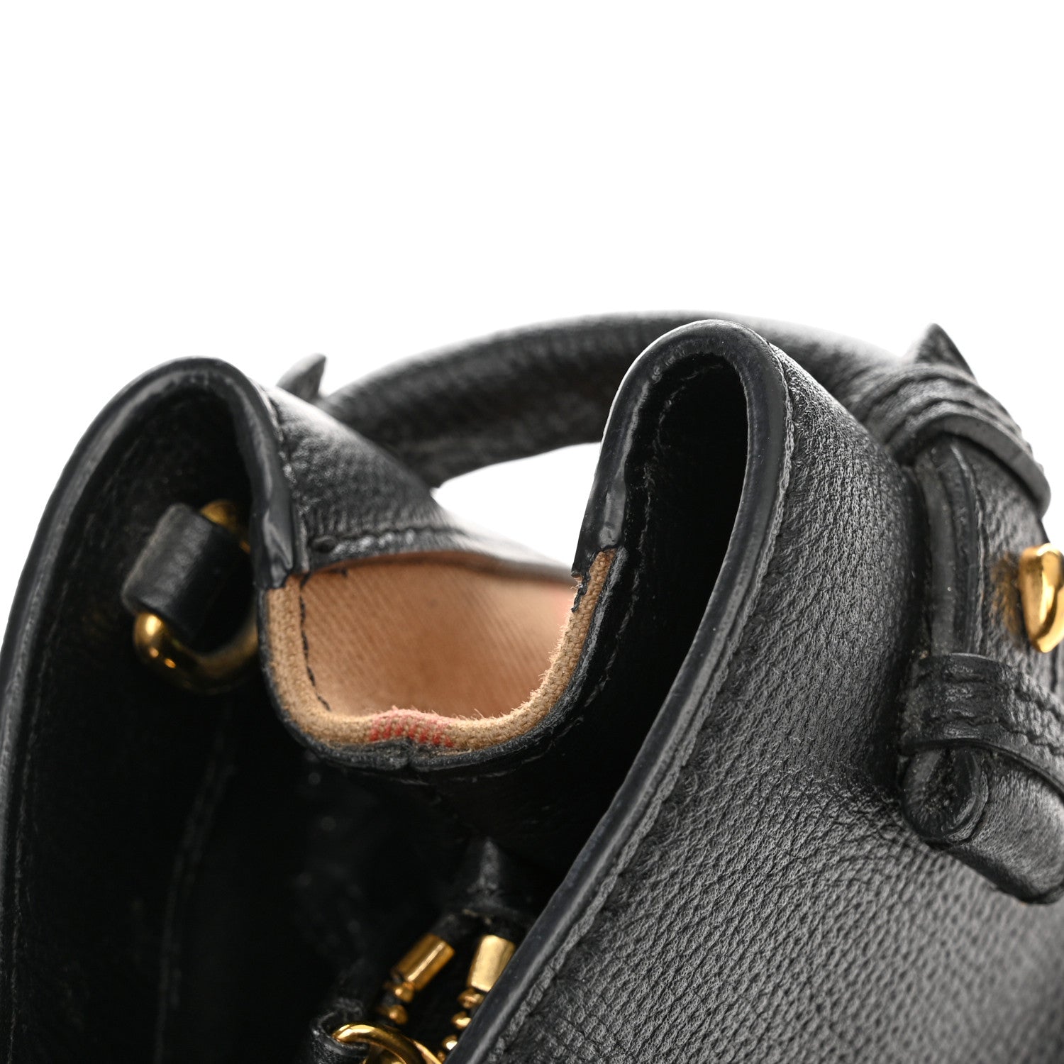 Burberry Grainy Calfskin House Check Medium Banner Tote Black 13 of 14