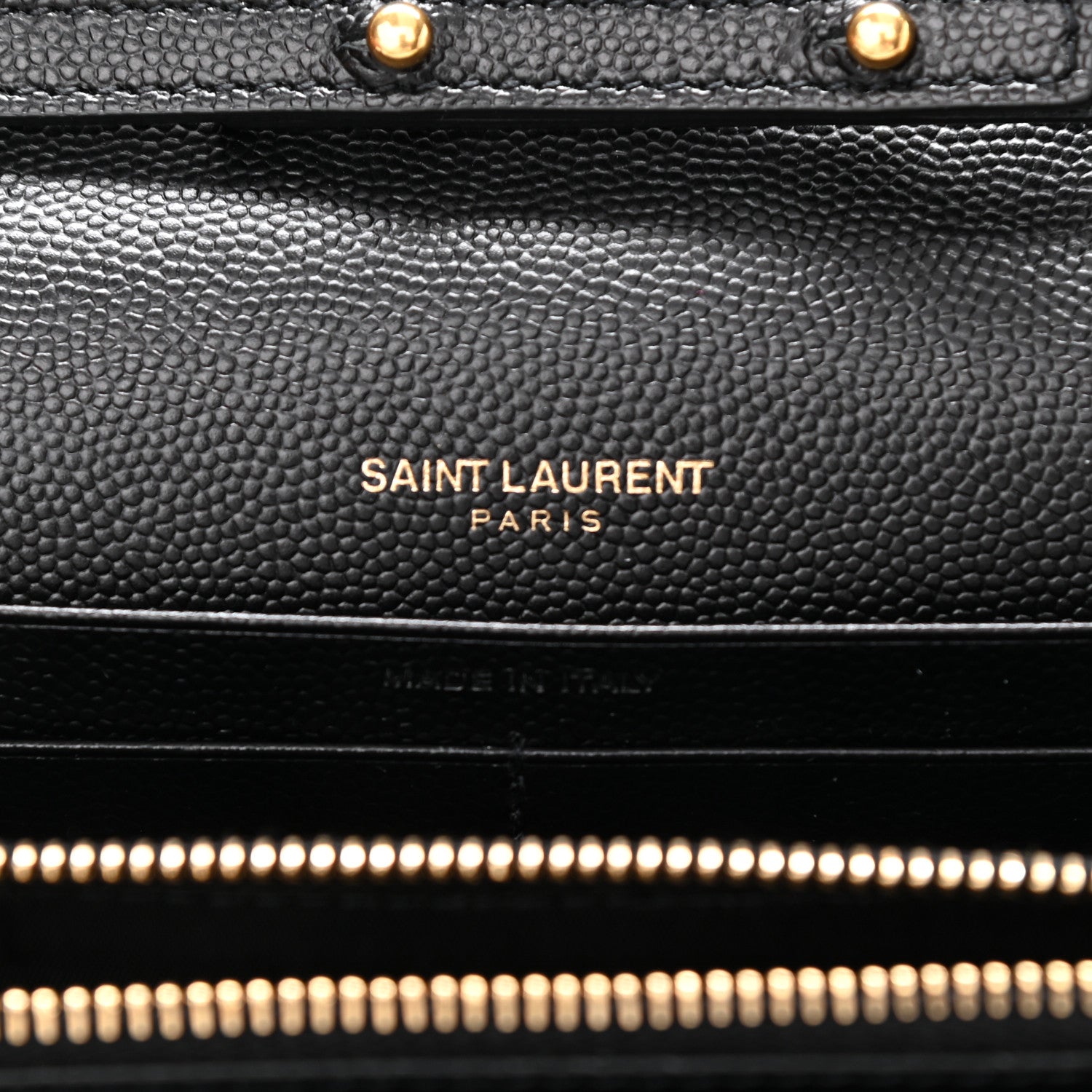 Saint Laurent Grain De Poudre Matelasse Chevron Monogram Chain Wallet Black 6 of 12