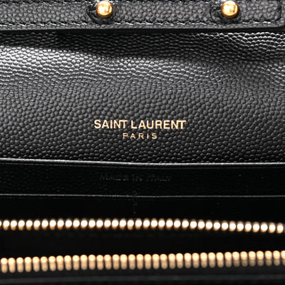 Saint Laurent Grain De Poudre Matelasse Chevron Monogram Chain Wallet Black 6 of 12