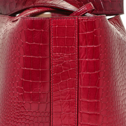 Alaia Calfskin Crocodile Embossed Bag Fuchsia 14 of 15