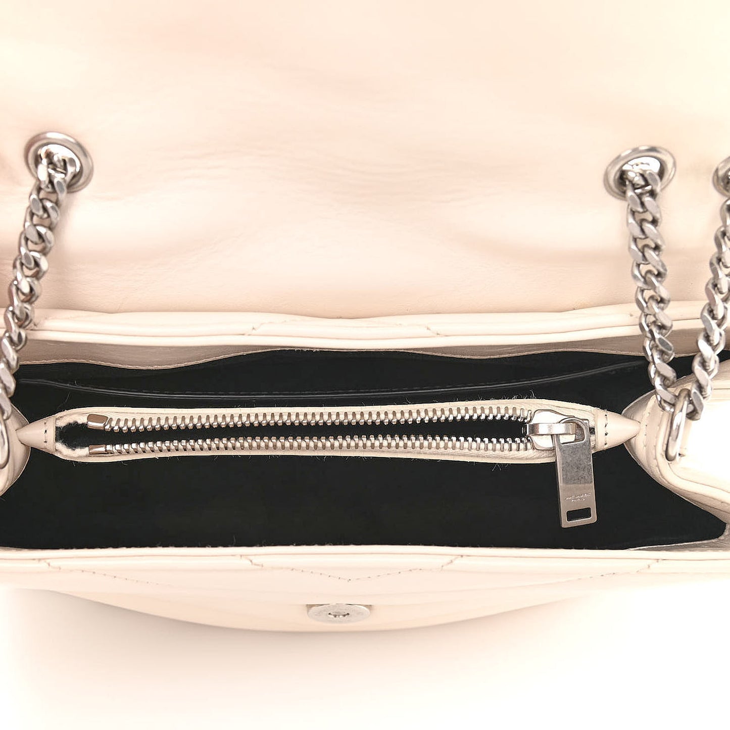 Calfskin Y Quilted Monogram Small Loulou Chain Satchel Ivory