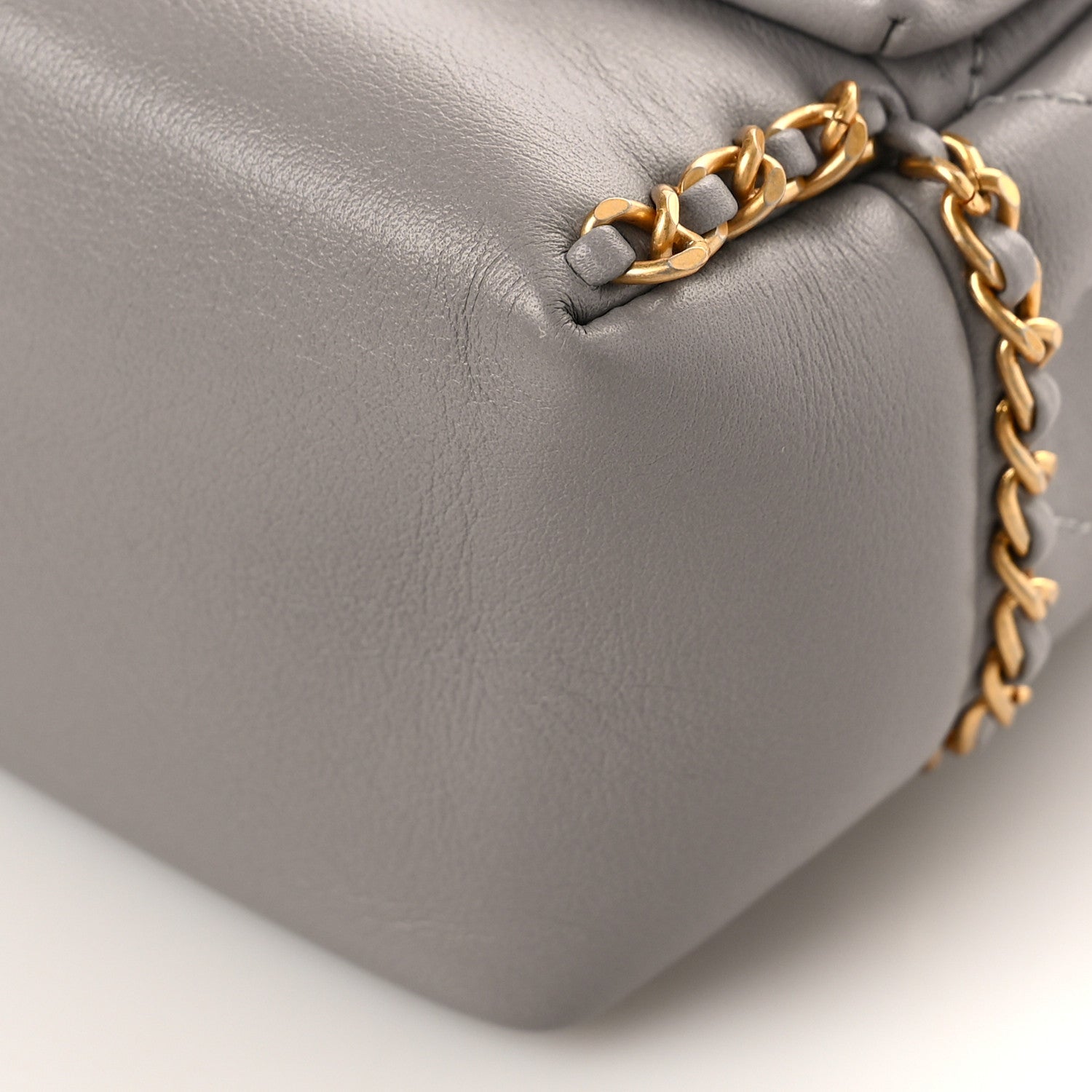 Chanel Calfskin Stitched Chain Flap Grey 9 of 11