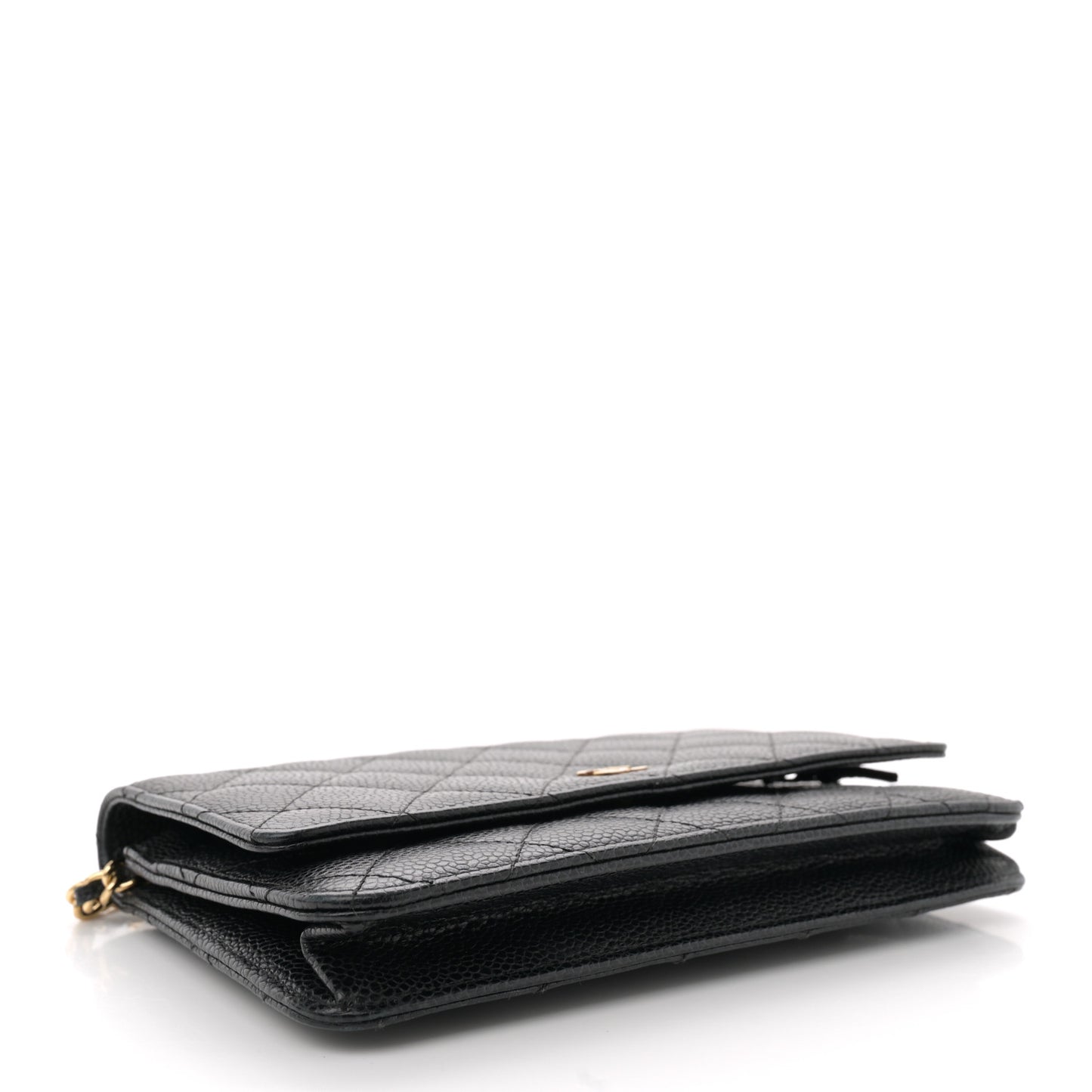 Caviar Quilted Wallet on Chain WOC Black