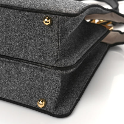 Fendi Melange Flannel Satin Threaded Edge Medium Peekaboo I SEE U Satchel Grigio Bois de Rose 9 of 11