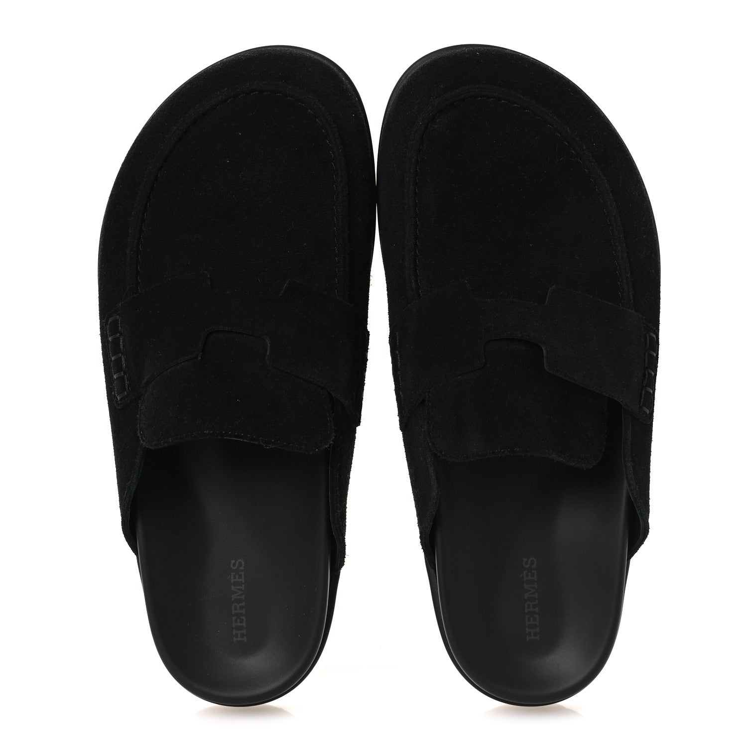 Hermes Suede Calfskin Go Mules 39 Black 2 of 11