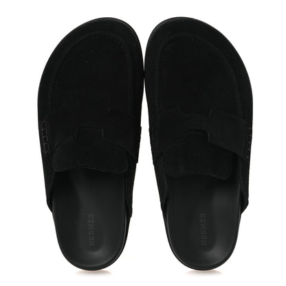 Hermes Suede Calfskin Go Mules 39 Black 2 of 11
