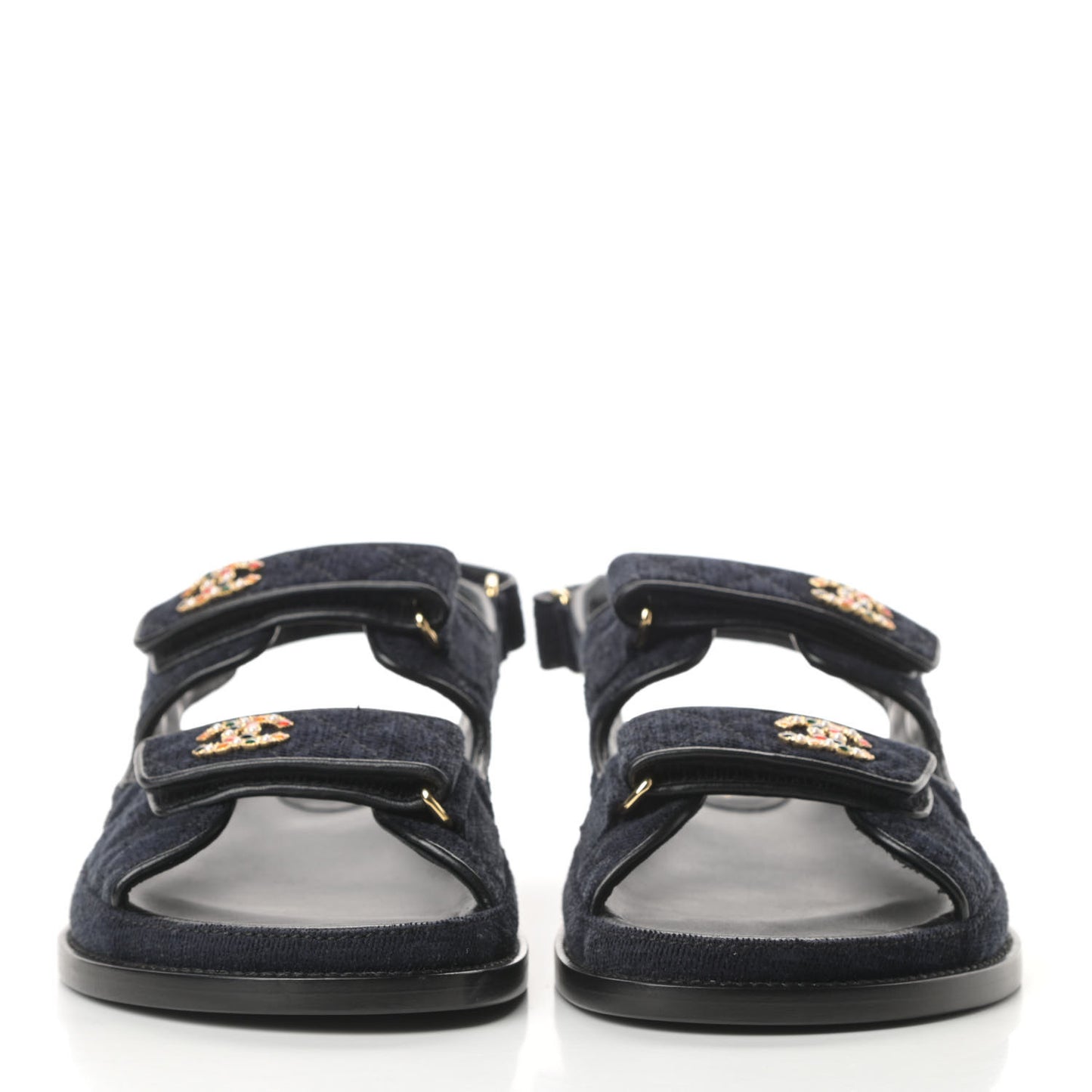 Velvet Velcro Dad Sandals 41 Navy Blue