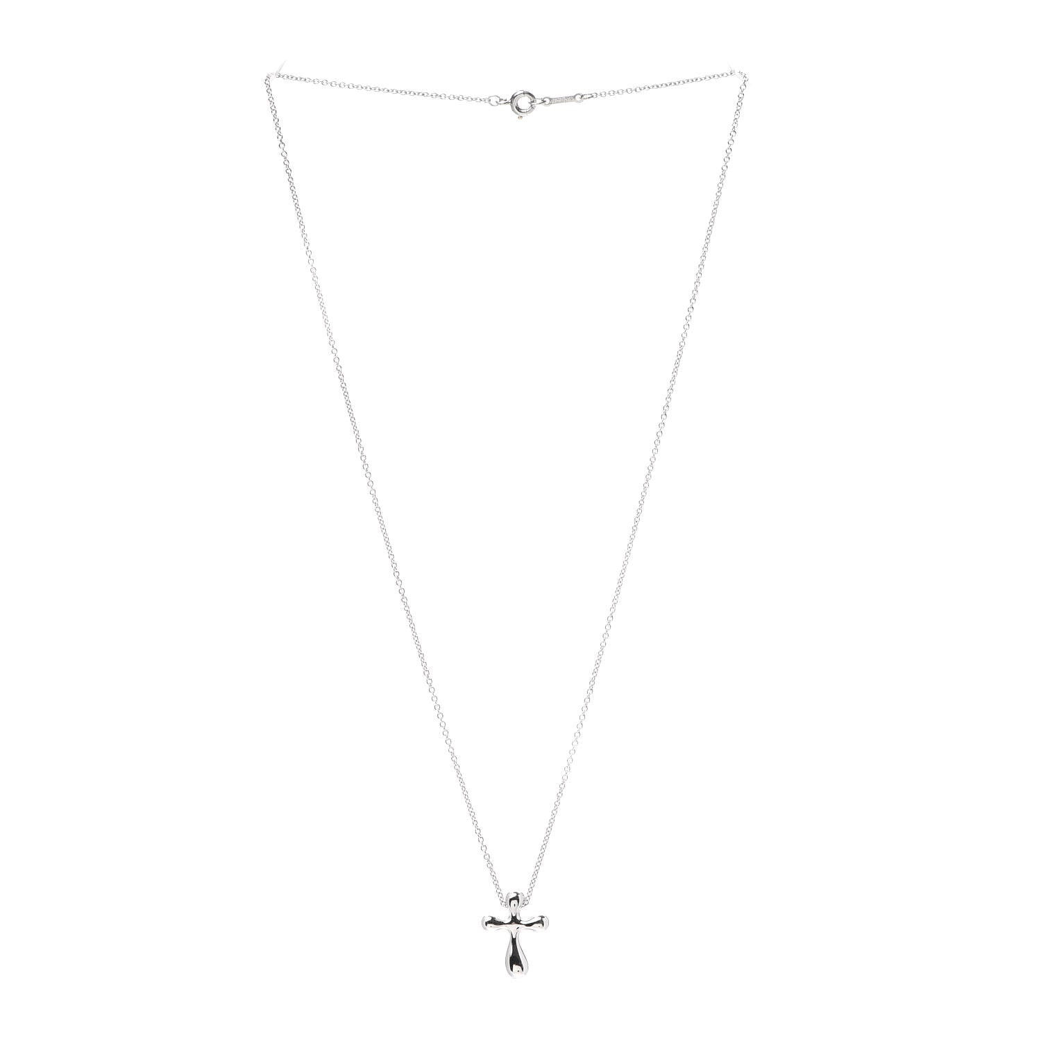Tiffany Platinum 12mm Elsa Peretti Cross Pendant Necklace 3 of 7