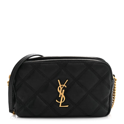 Saint Laurent Grained Lambskin Quilted Mini Becky Double Zip Bag Black 1 of 11