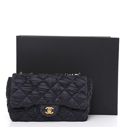 Chanel Satin Quilted Pleated Medium Single Flap Navy 11 of 11
