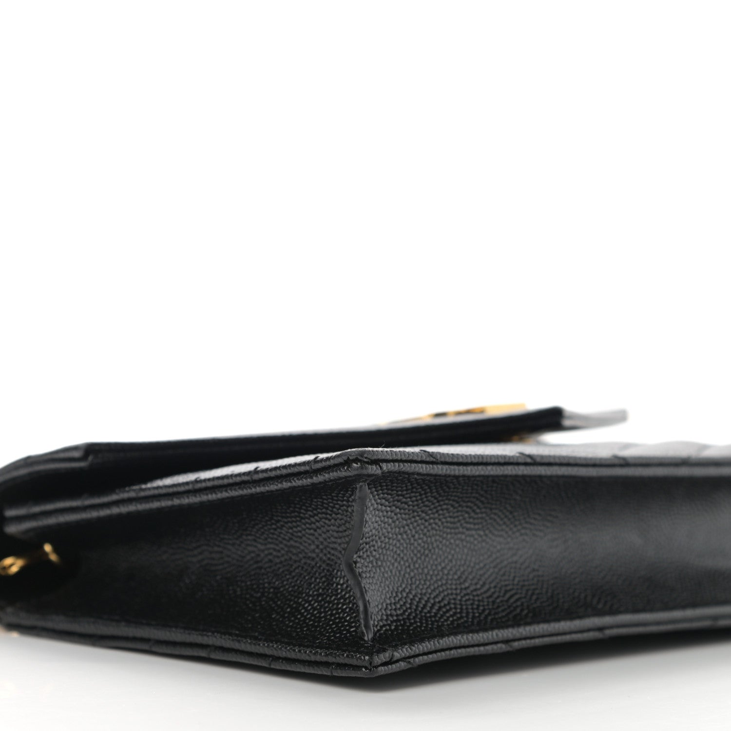 Saint Laurent Grain De Poudre Matelasse Chevron Monogram Envelope Chain Wallet Black 9 of 12