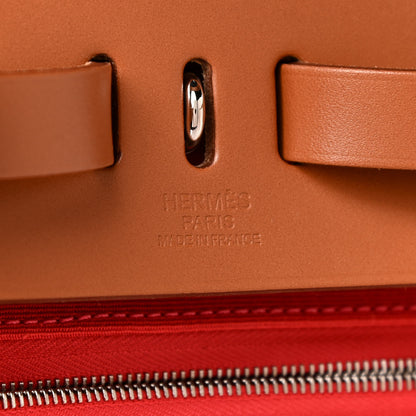 Hermes Military Toile Vache Hunter Herbag a Dos Zip Retourne Backpack Bougainvillea Fauve 8 of 13