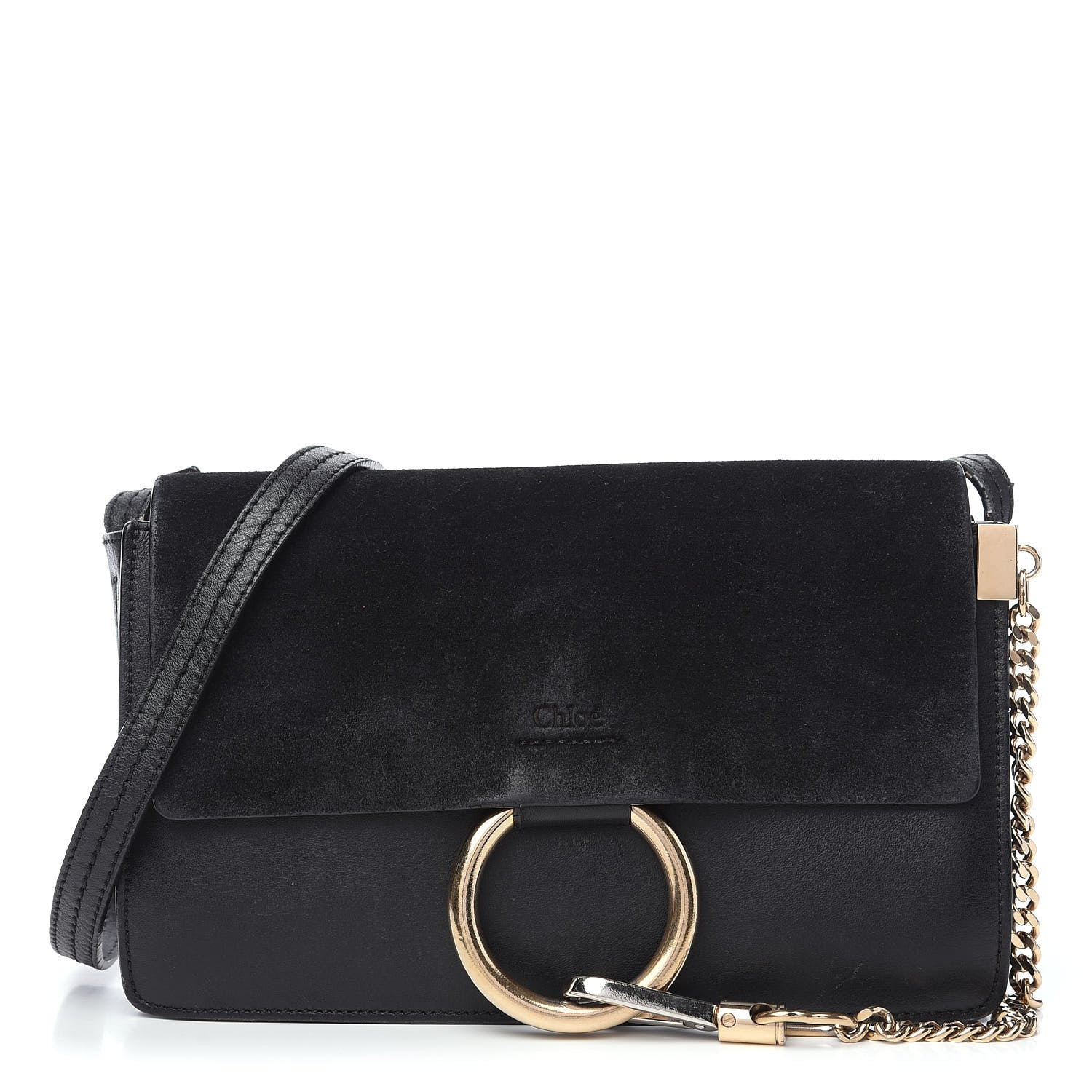 Chloe Suede Calfskin Small Faye Shoulder Bag Black 1 of 13