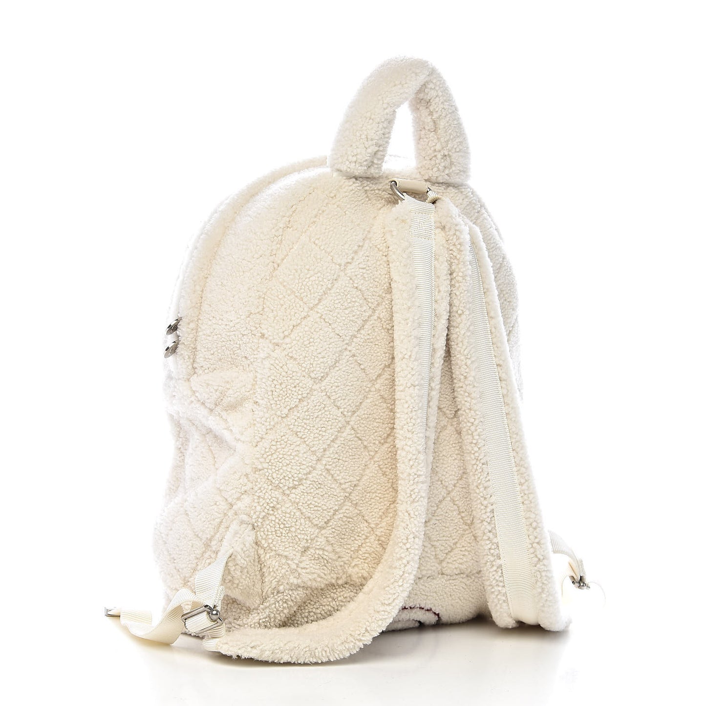 Shearling Sheepskin Coco Neige Backpack White Burgundy Beige