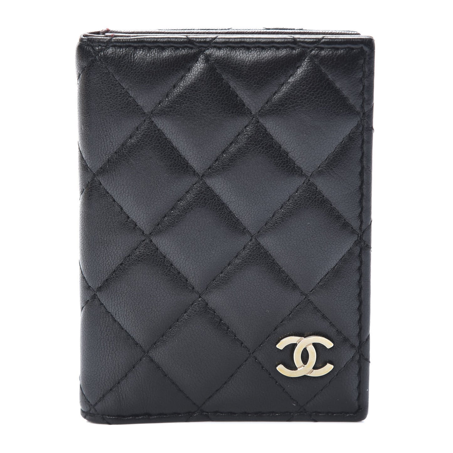 Lambskin Quilted Card Holder Wallet Black