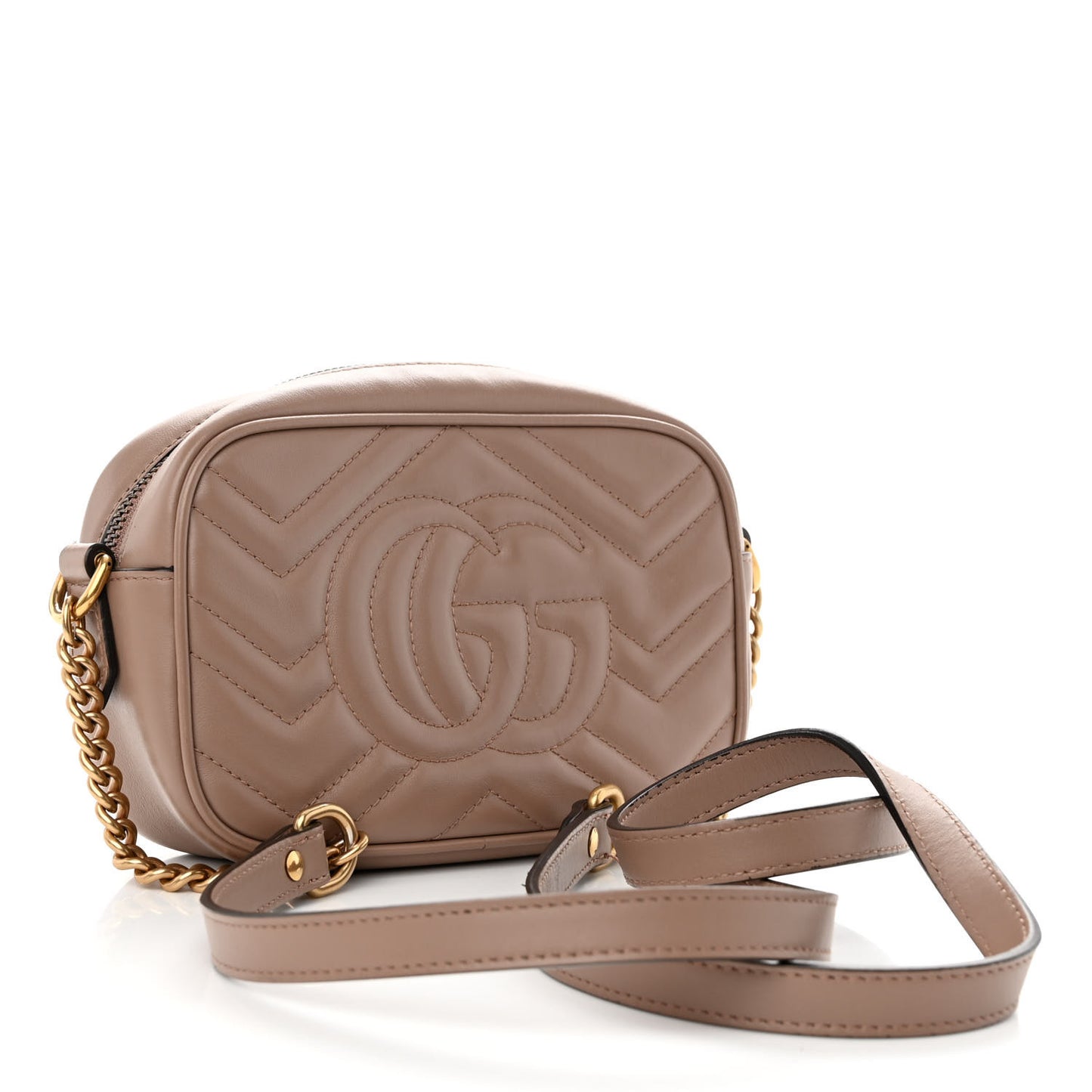 Calfskin Matelasse Mini GG Marmont Chain Shoulder Bag Porcelain Rose