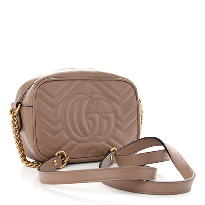 Gucci Calfskin Matelasse Mini GG Marmont Chain Shoulder Bag Porcelain Rose 3 of 11