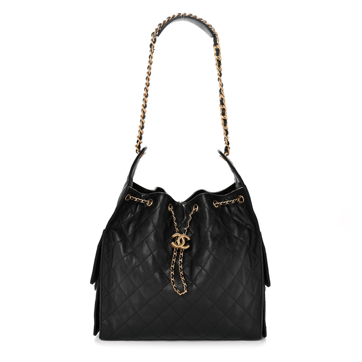 Caviar Quilted Medium Chanel 25 Handbag Black