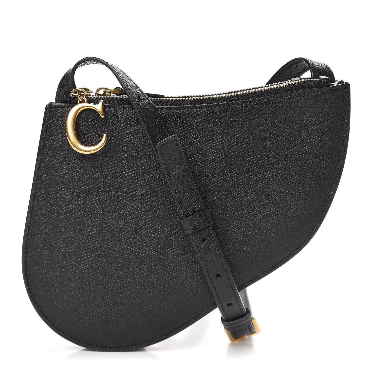 Christian Dior Grained Calfskin Saddle Pouch With Strap Black 1 of 12