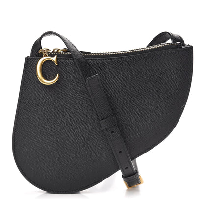 Christian Dior Grained Calfskin Saddle Pouch With Strap Black 1 of 12