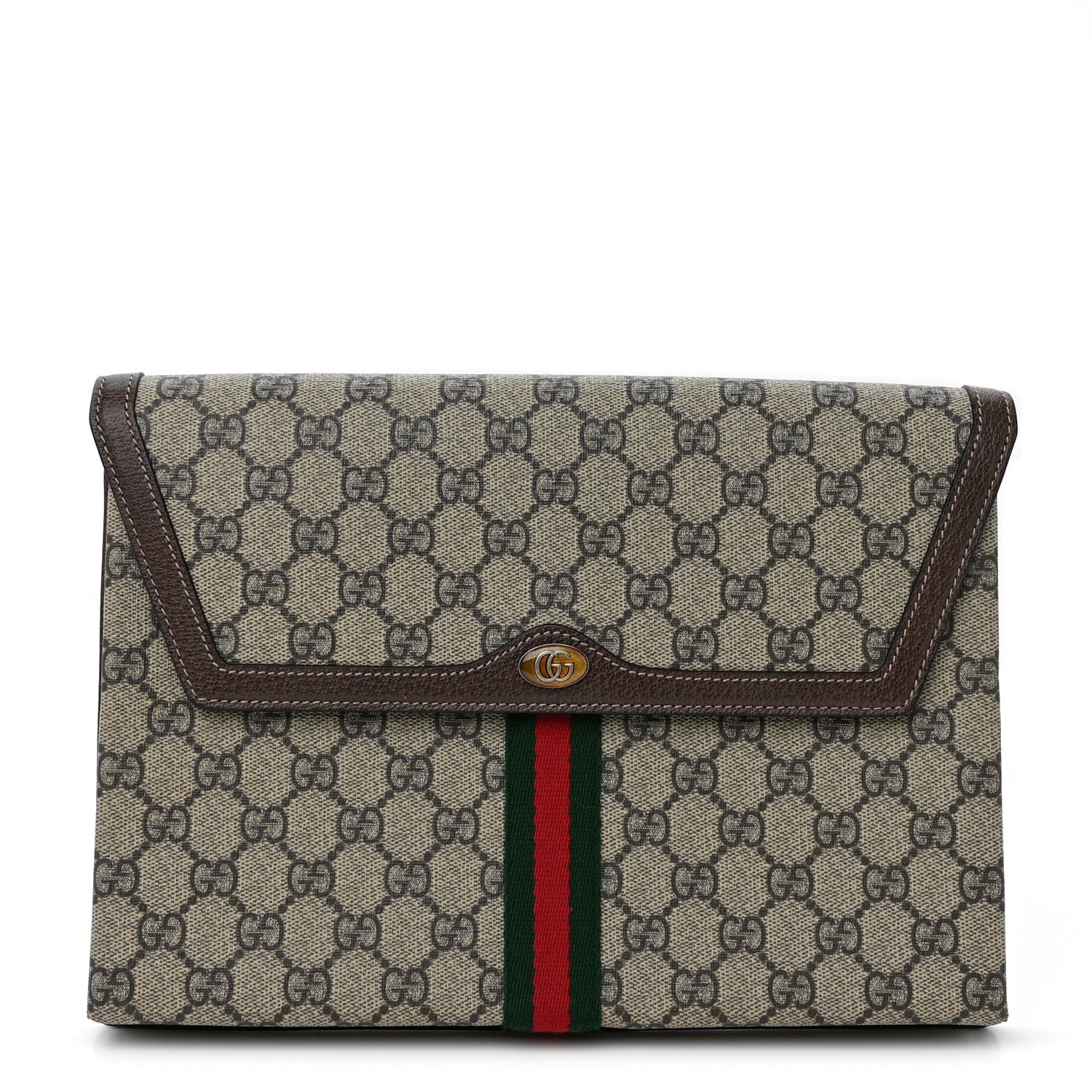 Gucci GG Supreme Monogram Web Ophidia Clutch Beige New Acero 1 of 16