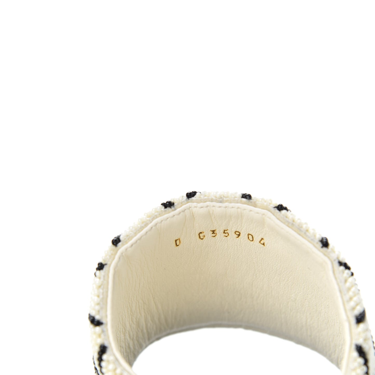 Pearl Embroidery Flat Sandals 37 White Black