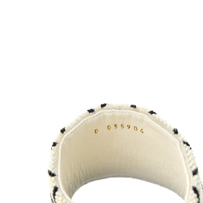 Chanel Pearl Embroidery Flat Sandals 37 White Black 10 of 11
