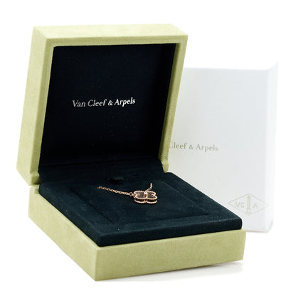 Van Cleef & Arpels 18K Rose Gold Diamond Silver Obsidian Vintage Alhambra Pendant Necklace 6 of 6