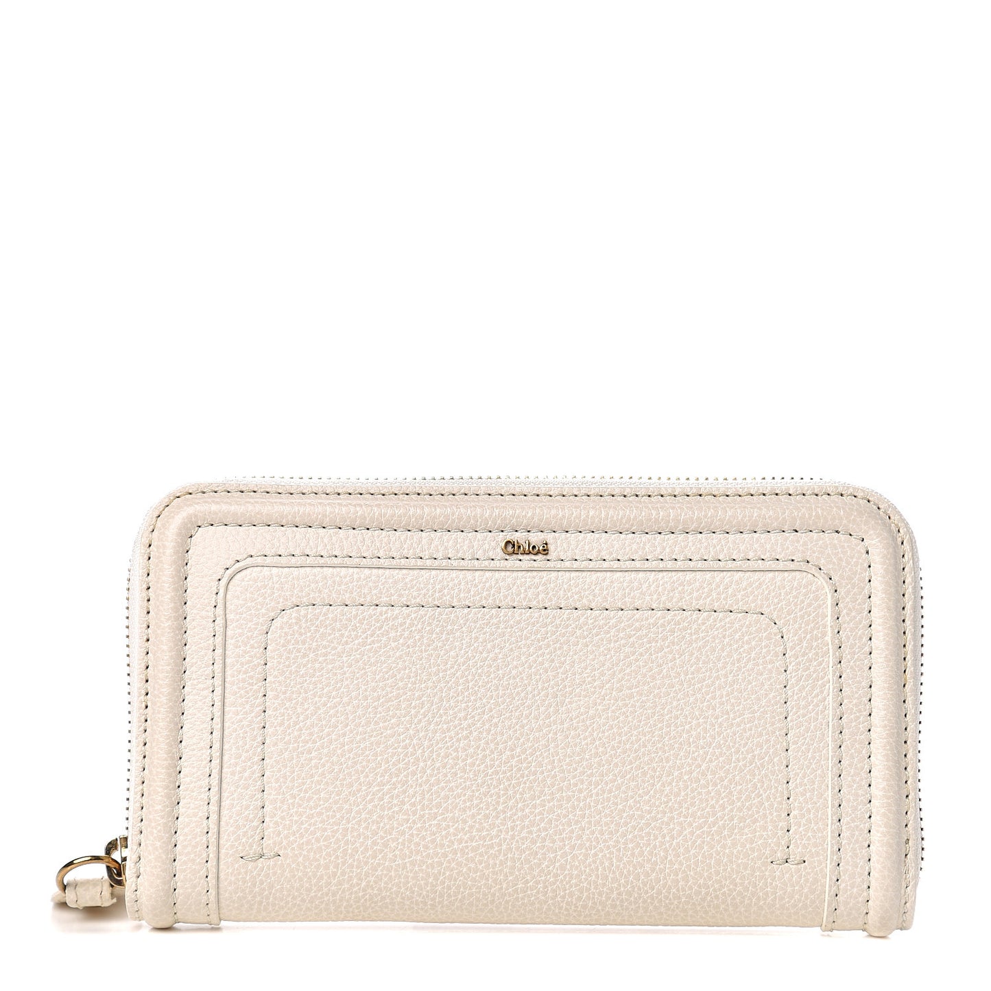 Grained Calfskin Paraty Long Zip Around Wallet Cream