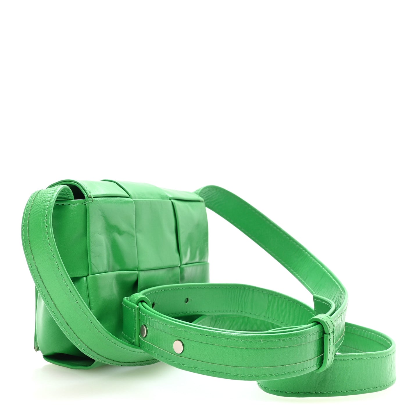 Crinkled Lambskin Maxi Intrecciato Extra Mini Cassette Crossbody Bag Parakeet