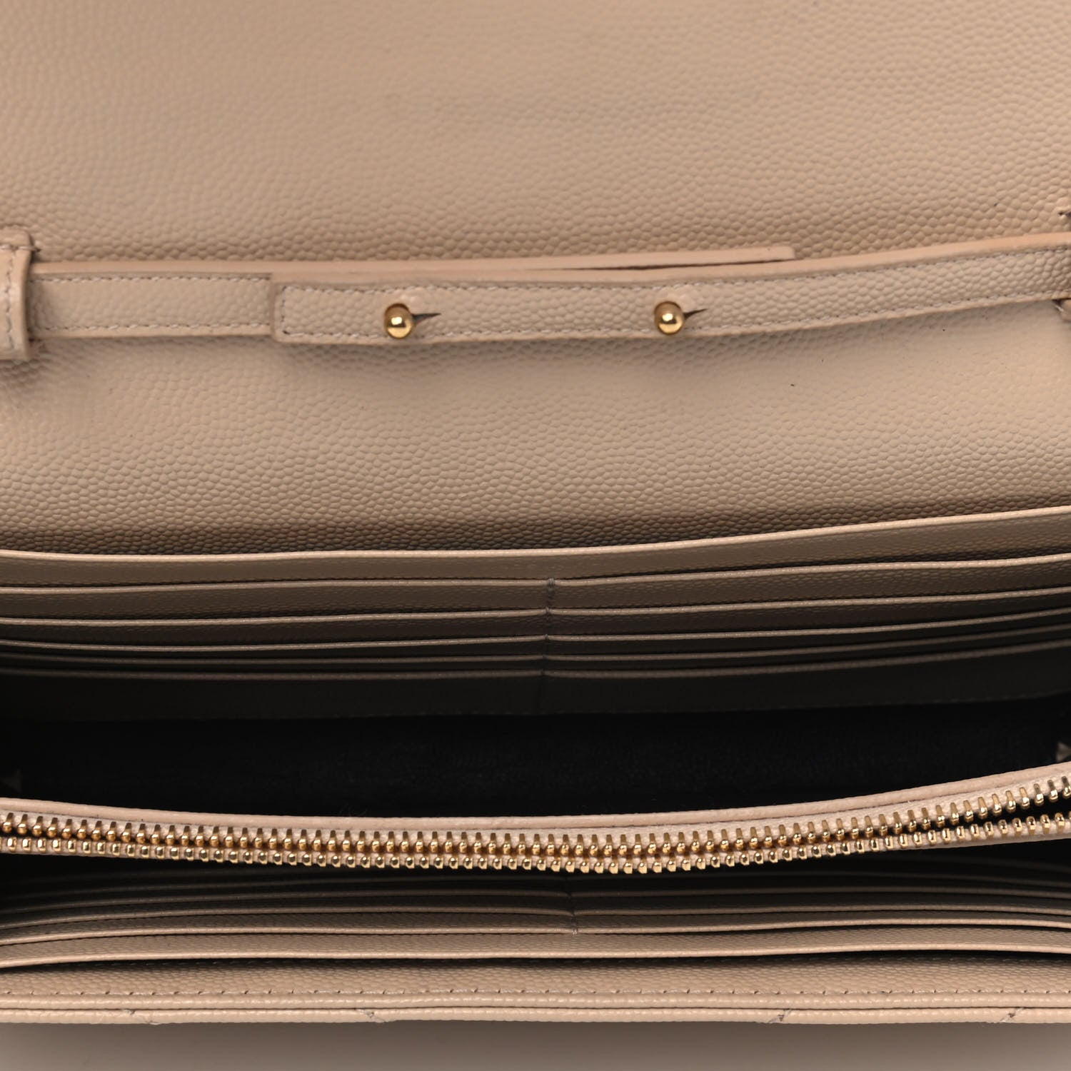 Saint Laurent Grain De Poudre Matelasse Chevron Monogram Chain Wallet Nude Powder 4 of 4
