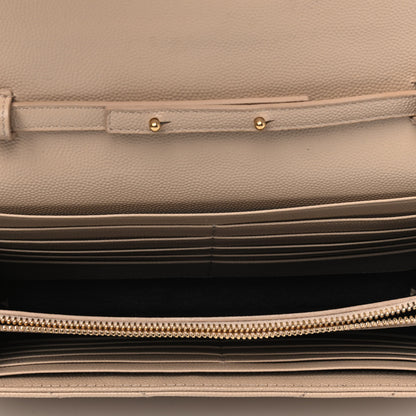 Saint Laurent Grain De Poudre Matelasse Chevron Monogram Chain Wallet Nude Powder 4 of 4