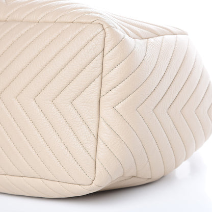 Chanel Deerskin Chevron Large CC Chain Bucket Drawstring Bag Beige 9 of 12