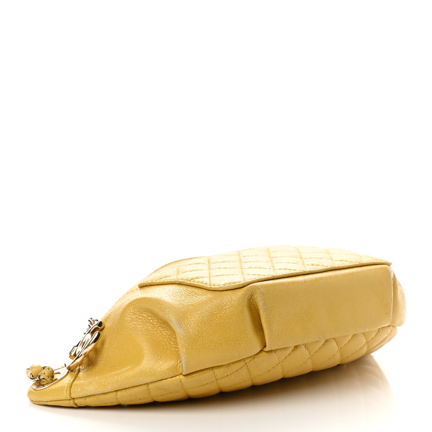 Crumpled Glazed Lambskin Quilted Waist Bag Fanny Pack Yellow