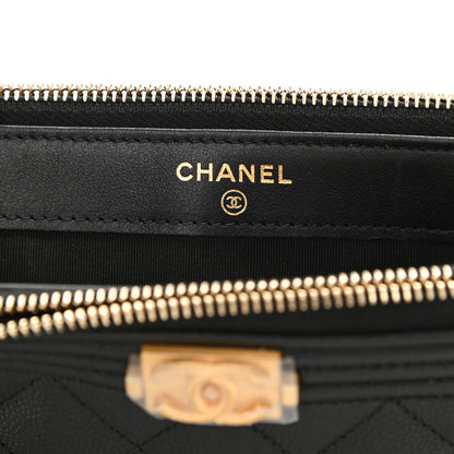 Chanel Caviar Quilted Small Boy Clutch With Chain Black 8 of 12