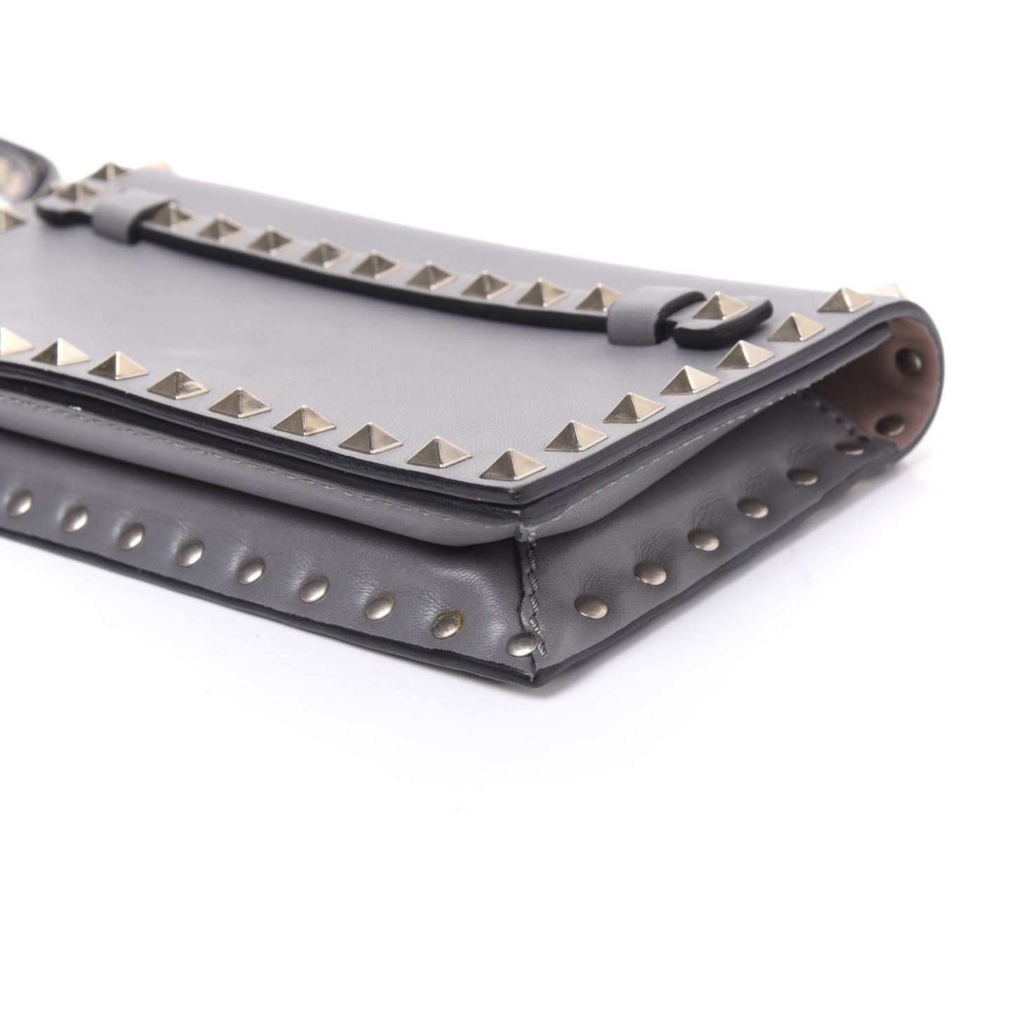 Nappa Small Rockstud Wristlet Clutch Grey