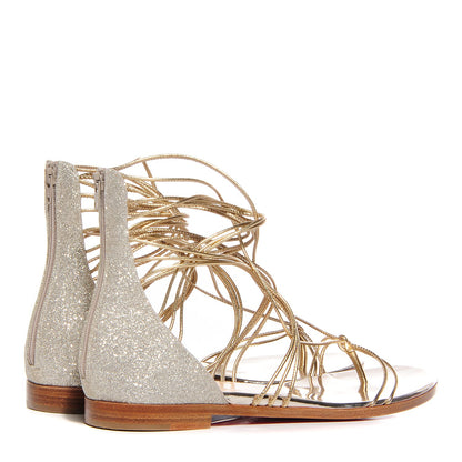 Christian Louboutin Glitter Blanca Gladiator Flat Sandals 37 Gold 4 of 6