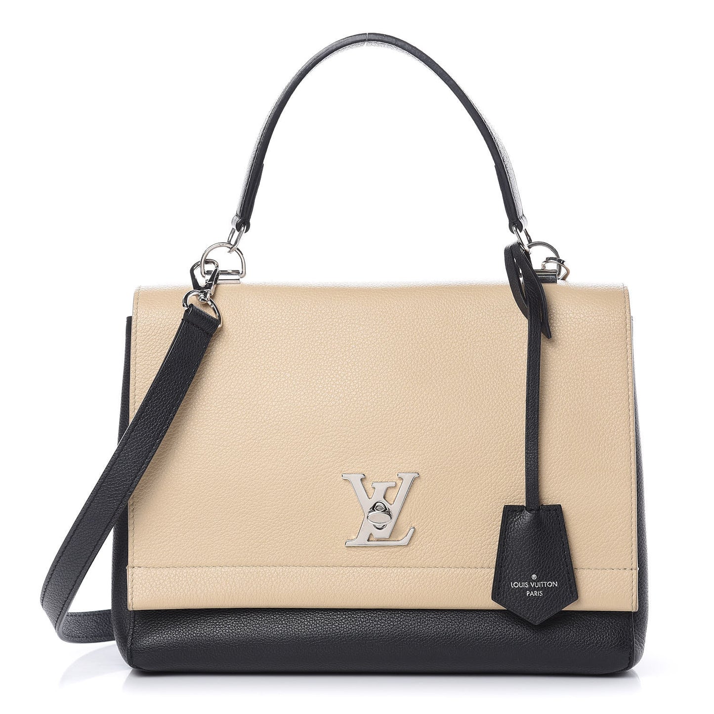 Soft Calfskin Lockme II Top Handle Vanille Black