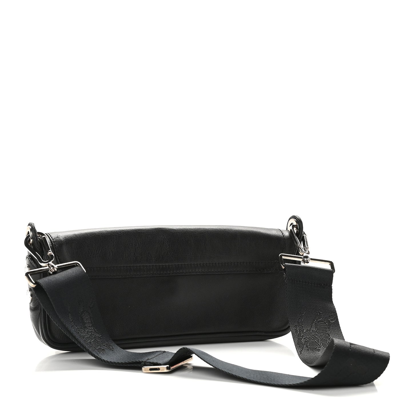 Calfskin Logo Strap Shoulder Bag Black