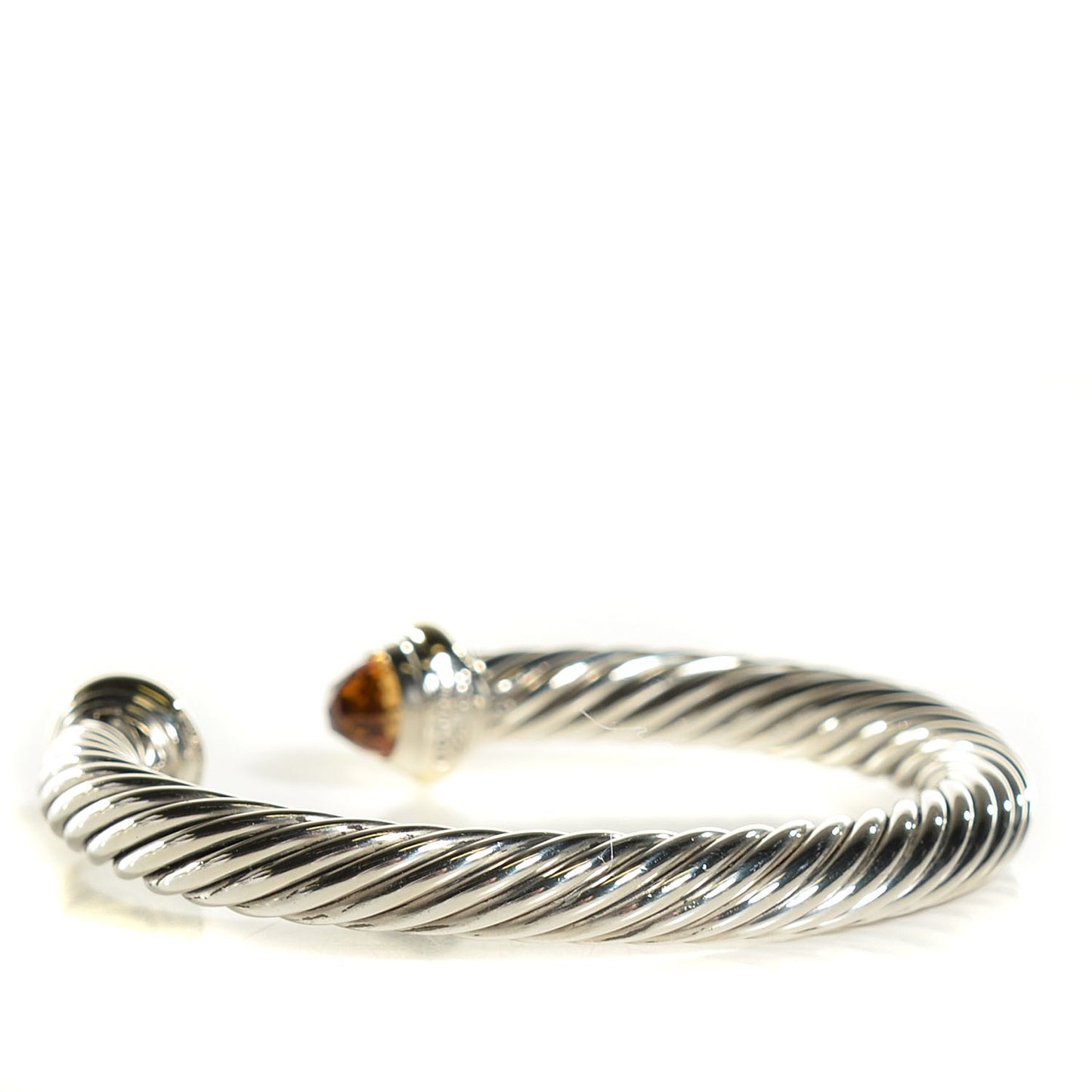 Sterling Silver 14K Yellow Gold Citrine 7mm Cable Classics Bracelet