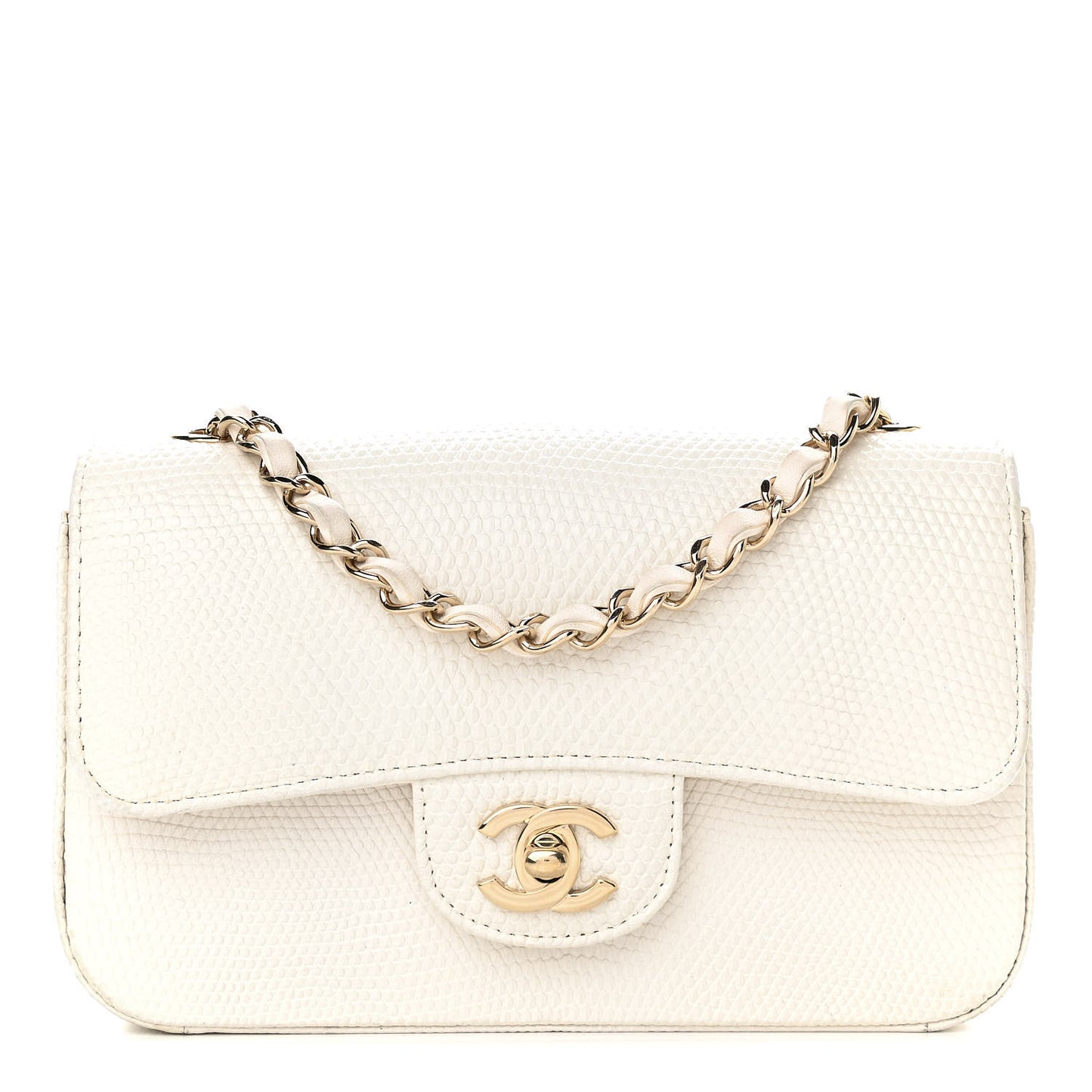 Lizard Mini Rectangular Flap White