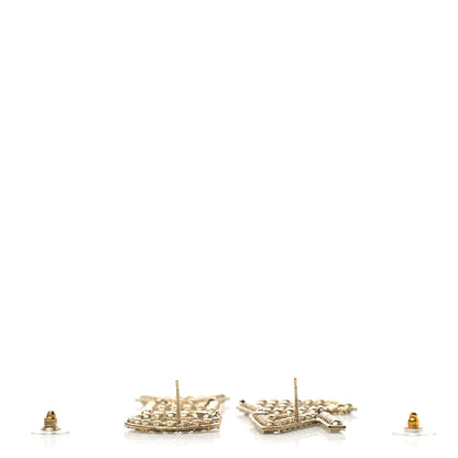 Chanel Crystal Cha-Nel Logo Drop Earrings Gold 3 of 5